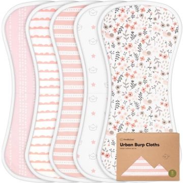 Organic Burp Cloths Baby Boy & Girl – 5-Pack…