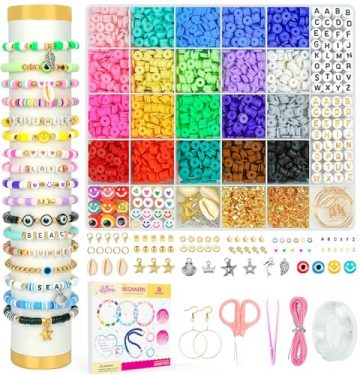 Dowsabel Clay Beads Bracelet Making Kit for Beginner, 5000…