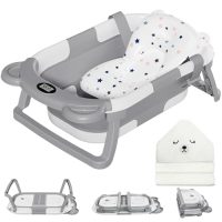MoreFeel Collapsible Baby Bathtub for Newborn with Thermometer &…