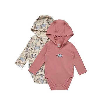 Hanes Unisex Baby Pure Comfort Long Sleeve Hoodie Bodysuits,…