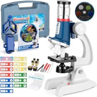 58-Piece Kids Microscope Kit – 100X-1200X Magnification, Metal Body,…