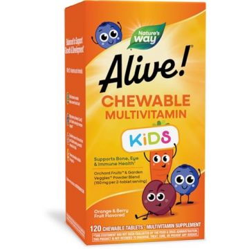 Nature’s Way Alive! Children’s Daily Chewable Multivitamin, Supports Bone,…