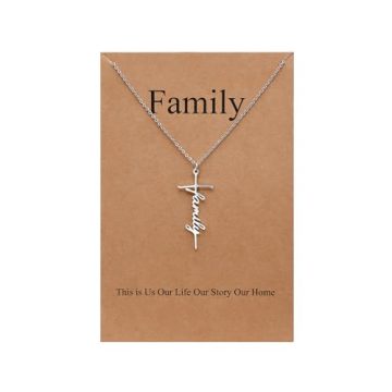 Lcherry Family Cross Necklace Stainless Steel Pendant Necklace Religious…