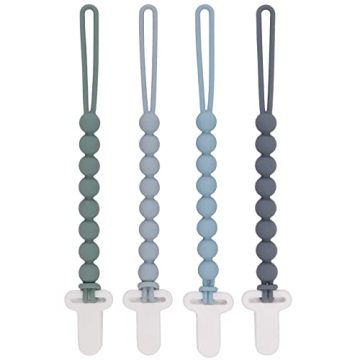 4-Pack Silicone Pacifier Clips with One-Piece Beads for Baby…