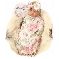 Galabloomer Newborn Receiving Blanket Headband Set Baby Flower Swaddle…