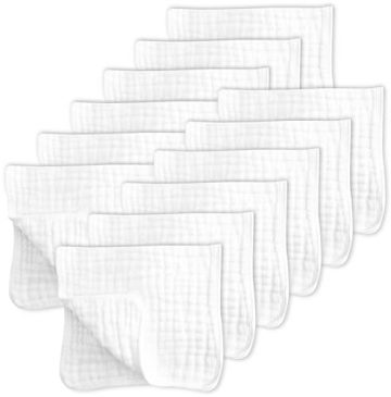 SWEET DOLPHIN 12 Pack Muslin Burp Cloths Large 100%…