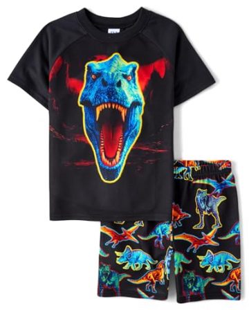 The Children’s Place,Boys,Short Sleeve 2 Piece Pajama Set,Dinos,Medium