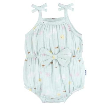 Gerber Baby Girls’ Gauze Sleeveless Romper, Ocean, 18 Months