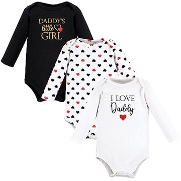 Hudson Baby Unisex Baby Cotton Long-Sleeve Bodysuits, Girl Daddy…