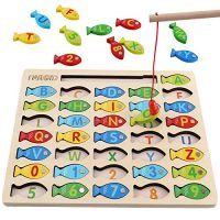 Magnetic Wooden Fishing Game Toy for Toddlers, Alphabet Fish…