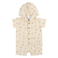 Gerber Baby Boys Hooded Cotton Romper, Desert, 18 Months