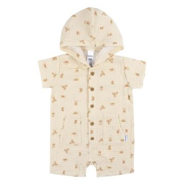 Gerber Baby Boys Hooded Cotton Romper, Desert, 18 Months