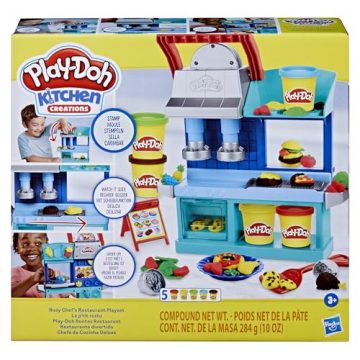 Play-Doh Kitchen Creations Busy Chef’s Restaurant Playset, 2-Sided Play…