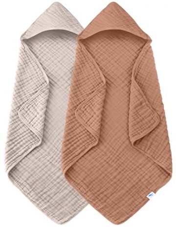SWEET DOLPHIN Muslin Hooded Baby Bath Towels – 2…