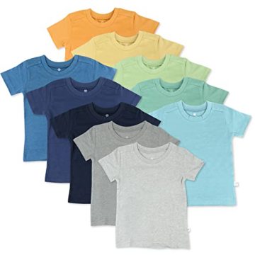 HonestBaby 10-Pack Short Sleeve T-Shirts 100% Organic Cotton Baby,…