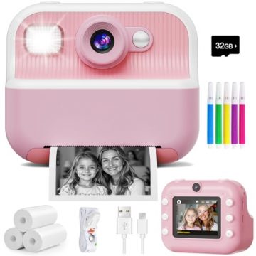 Instant Camera, Front Rear Dual Selfie Kids Camera with…