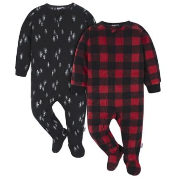 Gerber Unisex Baby Flame Resistant Fleece Footed Pajamas 2-Pack,…