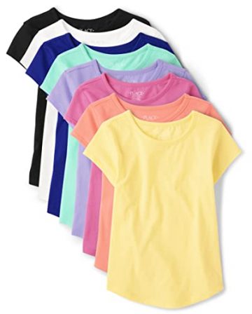 The Children’s Place Girls Print Basic Layering Tees T-Shirt,…