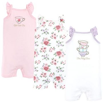 Hudson Baby Unisex Baby Cotton Rompers, Tea Party, 0-3…