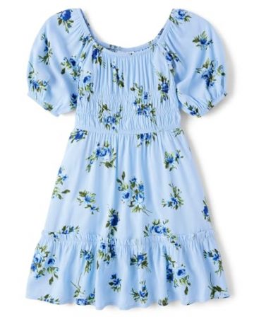 The Children’s Place,Girls,Short Sleeve Smocked Summer Dresses,Breeze Floral,Large