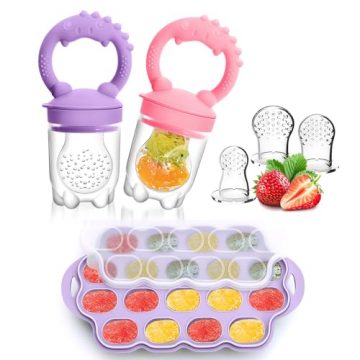 Silicone Baby Fruit Feeder & Breastmilk Popsicle Molds Freezer…