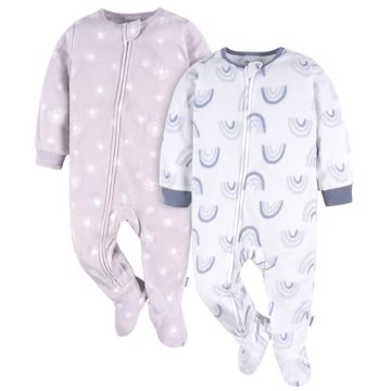 Gerber Baby Girls Flame Resistant Fleece Footed Pajamas 2-Pack,…