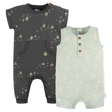 Gerber Baby Boys Short Leg and Long Leg Romper…