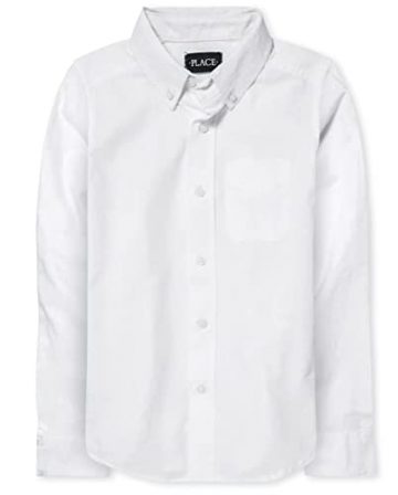 The Children’s Place boys Long Sleeve Oxford Shirt, White,…