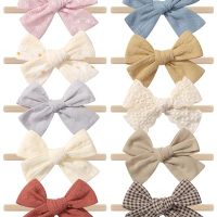 doboi 10PCS Baby Girls Headbands Hair Bows Nylon Linen…