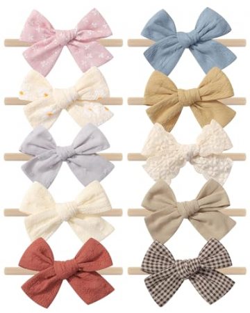 doboi 10PCS Baby Girls Headbands Hair Bows Nylon Linen…