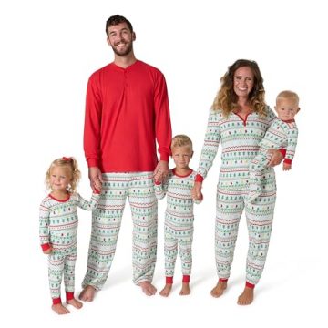 Gerber Baby Girls’ Holiday Family Pajamas, Mint/Red, Large