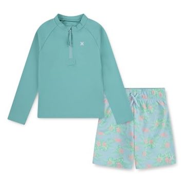 Long Sleeve Rash Guard Swim Suit 2-Piece Outfit Set