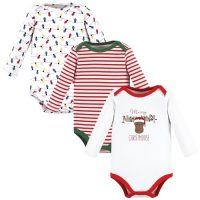 Hudson Baby Unisex Baby Cotton Long-Sleeve Bodysuits, White Christmoose…