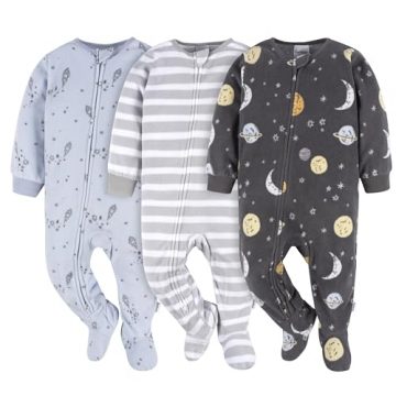 Gerber Baby Boy’s Flame Resistant Fleece Footed Pajamas 3-Pack,…