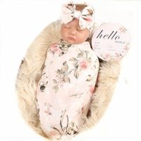 Galabloomer Newborn Receiving Blanket Headband Set Flower Print Baby…