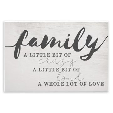 Stupell Industries Family Crazy Loud Love Inspirational Word Design…