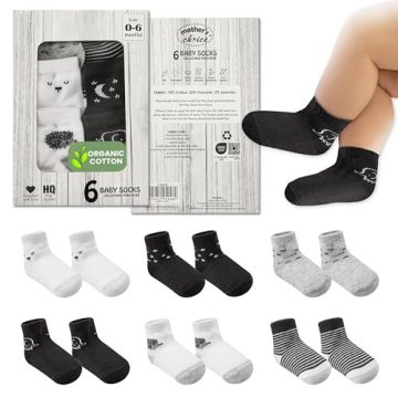 Mother’s Choice Organic Cotton Baby Socks, 06 Pairs, Unisex…