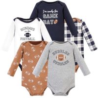 Hudson Baby Unisex Baby Cotton Long-Sleeve Bodysuits, Football Huddles…