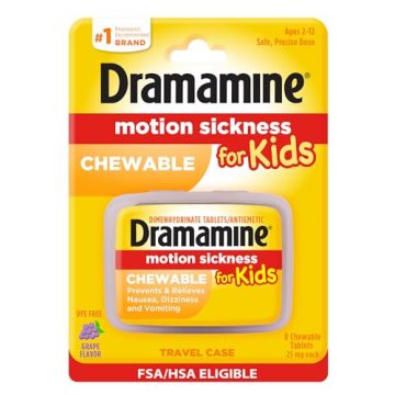 Dramamine Motion Sickness Relief for Kids | Chewable Grape…