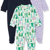Amazon Essentials Unisex Babies’ Snug-Fit Cotton Footed Sleeper Pajamas,…