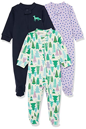 Amazon Essentials Unisex Babies’ Snug-Fit Cotton Footed Sleeper Pajamas,…