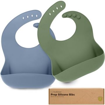 KeaBabies 2-Pack Silicone Baby Bibs for Eating – Sturdy…