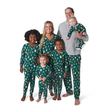 Gerber Baby Neutral Holiday Family Pajamas, Green, 12 Months