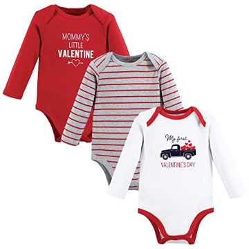 Hudson Baby Unisex Baby Cotton Long-Sleeve Bodysuits, Valentine Truck,…