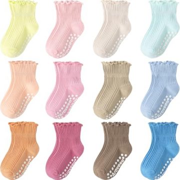 Aroveea Baby Toddler Girls Socks Grip Ruffle Non Slip…