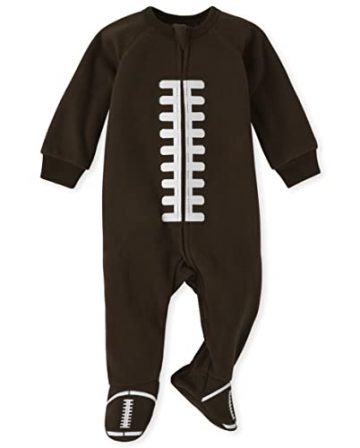 The Children’s Place,Unisex Baby,Toddler Fleece Football Zip-Front Footed Pajamas…