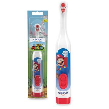 Spinbrush Super Mario Kid’s Electric Battery Toothbrush, Soft, 1…
