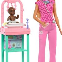 Barbie Baby Doctor with Blonde Fashion Doll Wearing Pink…