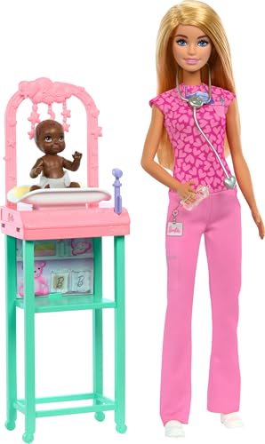 Barbie Baby Doctor with Blonde Fashion Doll Wearing Pink…