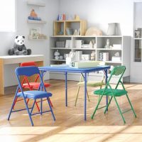 Flash Furniture Mindy Kids 5-Piece set Folding Square Table…